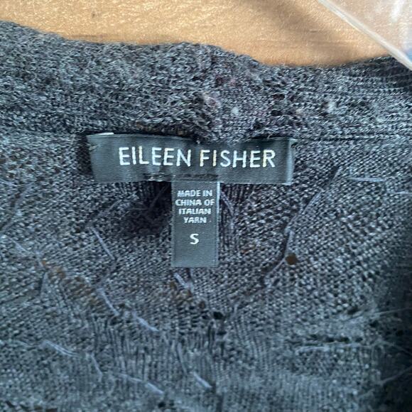 Eileen Fisher Lace Beaded Open Cardigan Women's Size Small Charcoal - Picture 4 of 4